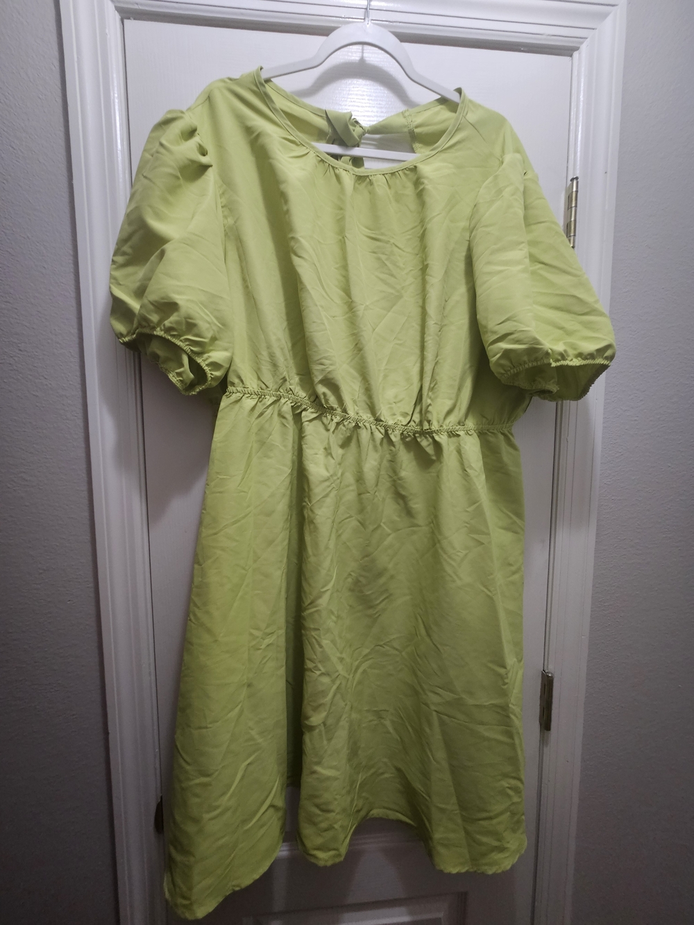 Girls' Lime Green Puff Sleeve Dress